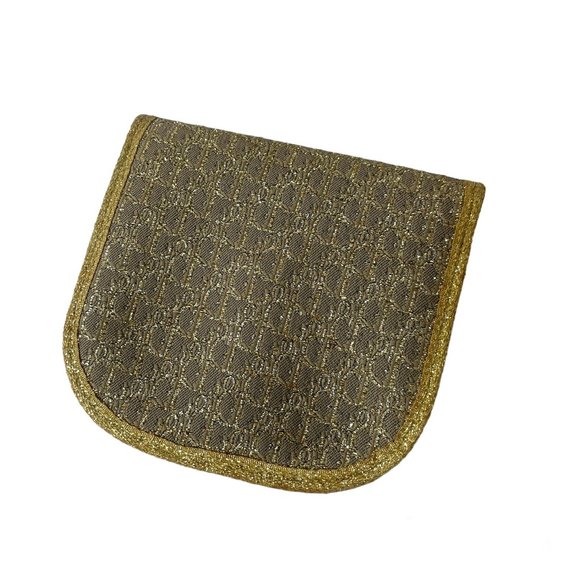 Dior Vintage Monograph Gold Clutch with Coin Purse Designer Logo - Picture 11 of 14